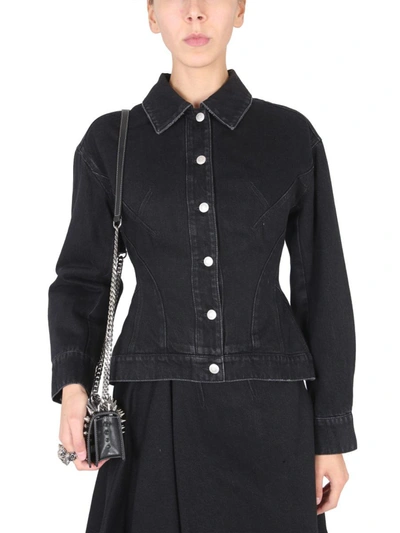 Shop Alexander Mcqueen Hybrid Denim Jacket In Black