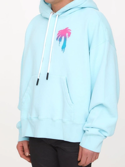 Shop Palm Angels I Love Pa Hoodie In Light Blue