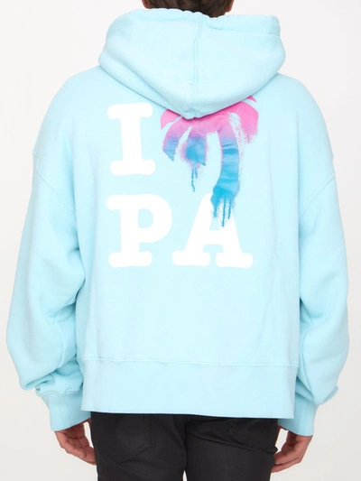 Shop Palm Angels I Love Pa Hoodie In Light Blue