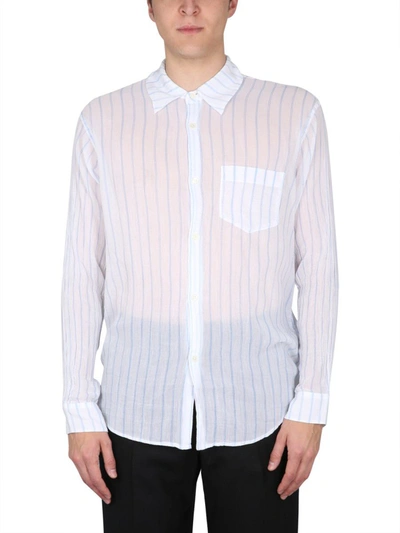 Initial Crinkled Sheer-tulle Shirt In White