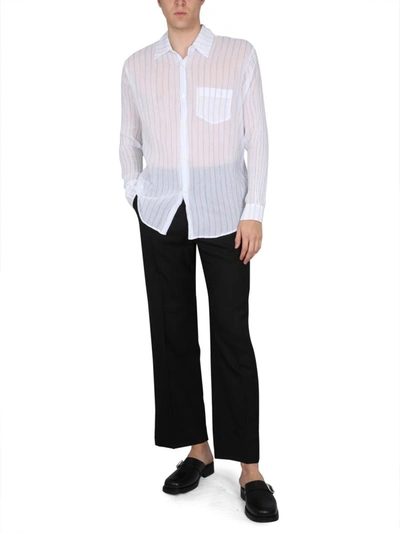 Initial Crinkled Sheer-tulle Shirt In White