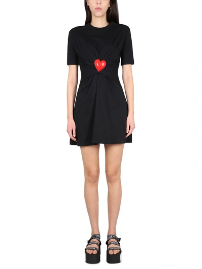 Shop Moschino Inflatable Hearts Dress In Black