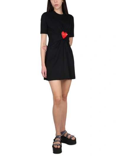Shop Moschino Inflatable Hearts Dress In Black