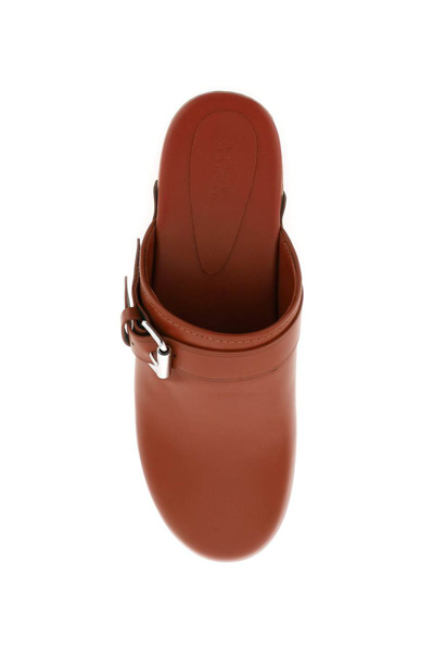 Shop Isabel Marant 'thalie' Leather Clogs In Brown