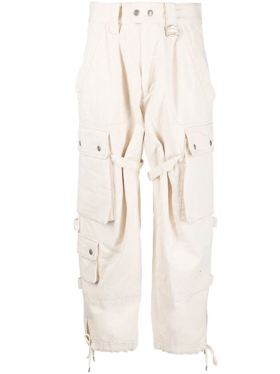 Isabel Marant Cargo Trousers Gold-tone Stud Embellishment In Beige