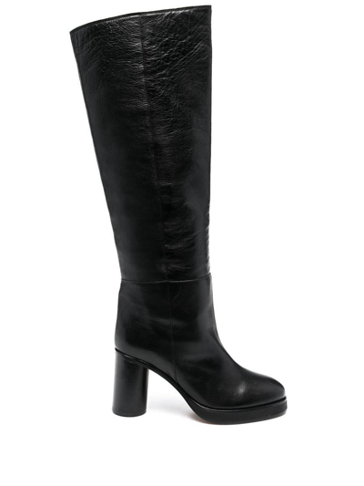 Shop Isabel Marant Leather Knee-high Boots In Black