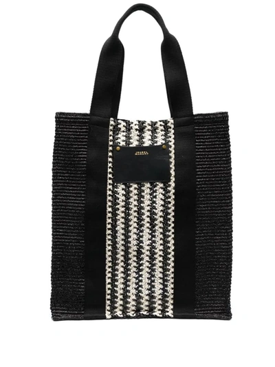 Shop Isabel Marant Striped Tote Bag In Black