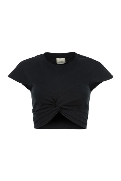 Shop Isabel Marant Zineae Cotton Crew-neck T-shirt In Black