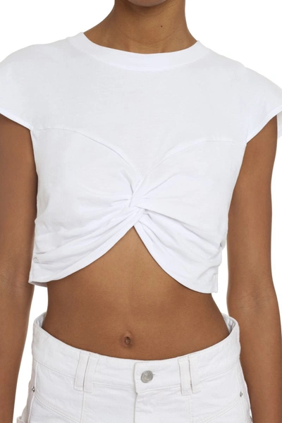 Shop Isabel Marant Zineae Cotton Crew-neck T-shirt In White
