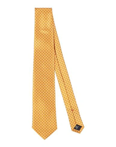 Shop Fiorio Man Ties & Bow Ties Ocher Size - Silk In Yellow