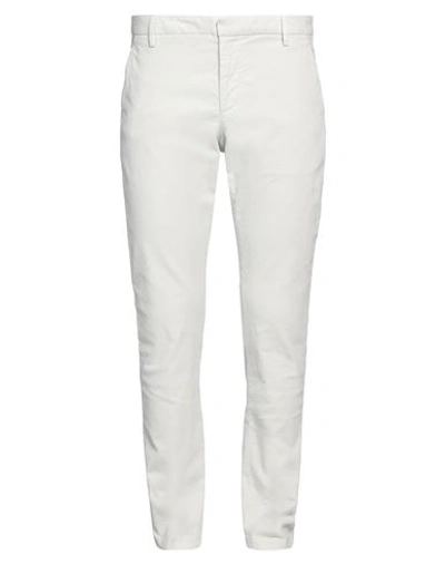 Shop Dondup Man Pants Off White Size 40 Cotton, Elastane