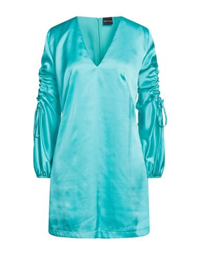 Shop Marc Ellis Woman Mini Dress Turquoise Size S Polyester In Blue