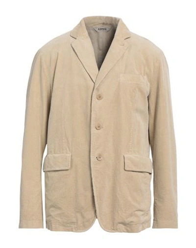 Shop Aspesi Man Suit Jacket Beige Size 44 Cotton