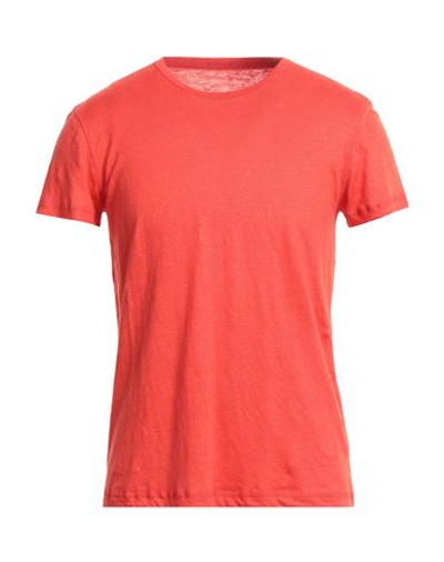 Shop Majestic Filatures Man T-shirt Tomato Red Size Xl Linen, Elastane