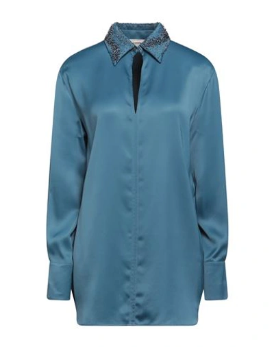 Agnona Woman Top Slate Blue Size 10 Viscose, Wool In Blue