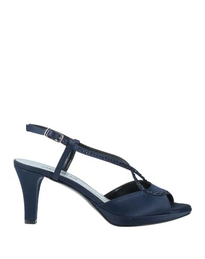Shop Melluso Woman Sandals Midnight Blue Size 6 Textile Fibers