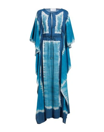 Shop Alberta Ferretti Woman Maxi Dress Azure Size 2 Cotton In Blue