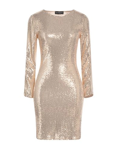 Shop Vanessa Scott Woman Mini Dress Beige Size M/l Nylon, Metallic Fiber, Elastane