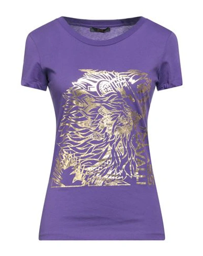 Shop Cavalli Class Woman T-shirt Purple Size S Cotton