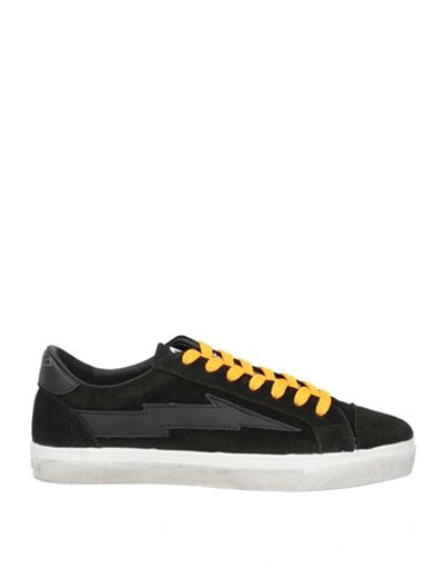 Sanyako Man Sneakers Black Size 9.5 Leather, Textile Fibers In Black
