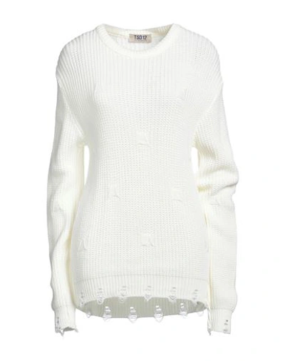 Tsd12 Man Sweater Ivory Size M Acrylic, Wool In White