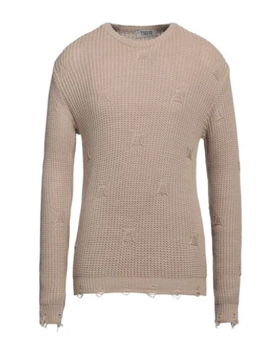 Shop Tsd12 Man Sweater Sand Size Xl Acrylic, Wool In Beige