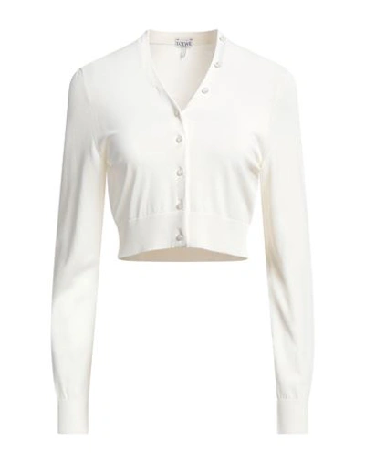 Shop Loewe Woman Cardigan Ivory Size Xs Viscose, Polyester In White