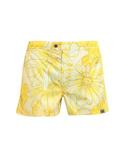 Shop Aspesi Man Swim Trunks Yellow Size Xxl Polyester