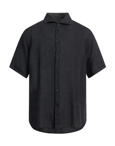 Shop Bulgarini Man Shirt Midnight Blue Size 16 ½ Linen