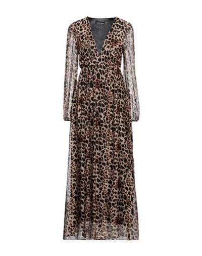 Vanessa Scott Woman Midi Dress Beige Size S Viscose, Silk In Beige