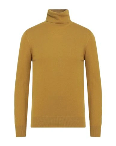 Shop Alpha Studio Man Turtleneck Ocher Size 36 Geelong Wool In Yellow