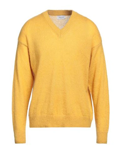 Shop Amish Man Sweater Ocher Size L Acrylic, Mohair Wool, Polyamide In Yellow