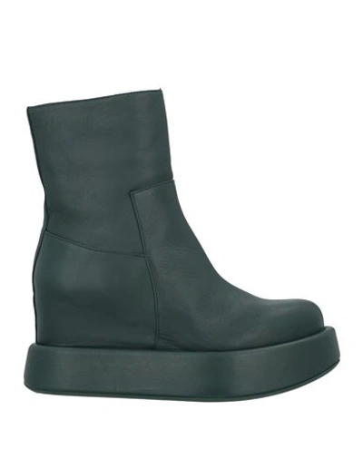 Paloma Barceló Woman Ankle Boots Dark Green Size 7 Soft Leather In Green