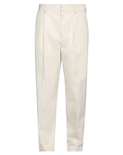 Shop Zegna Man Pants Ivory Size 33 Cotton In White