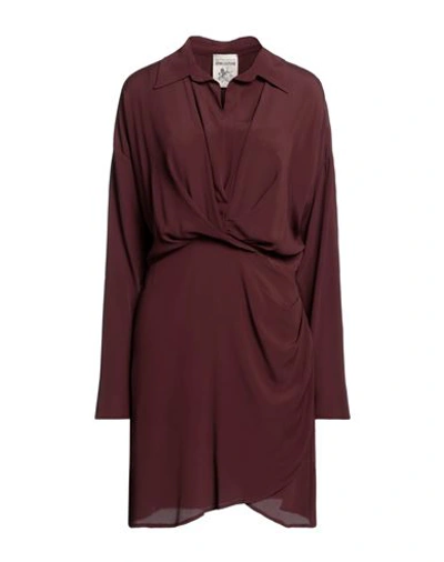 Semicouture Woman Mini Dress Chocolate Brown Size 8 Acetate, Silk In Brown