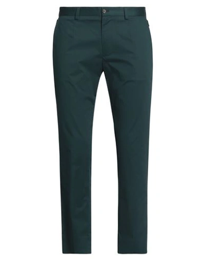 Shop Dolce & Gabbana Man Pants Dark Green Size 36 Cotton, Elastane