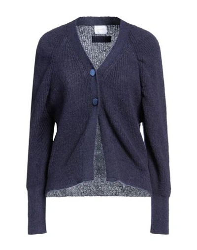 Shop Merci .., Woman Cardigan Midnight Blue Size L Acrylic, Mohair Wool, Polyamide