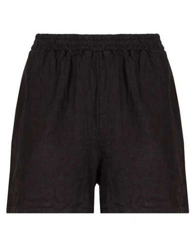 Shop 8 By Yoox Linen Pull-on Shorts Woman Shorts & Bermuda Shorts Black Size 10 Linen