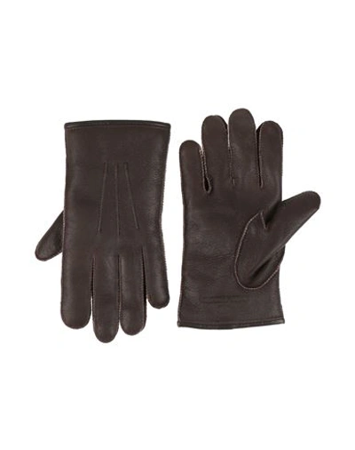 Shop Parajumpers Man Gloves Dark Brown Size S Sheepskin, Lambskin