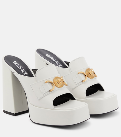 Shop Versace Medusa Leather Mules In White