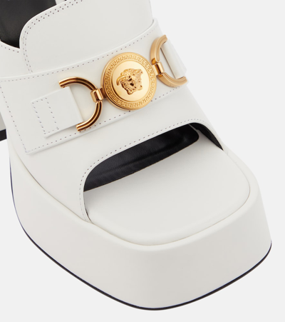 Shop Versace Medusa Leather Mules In White