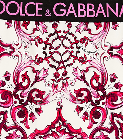 Shop Dolce & Gabbana Printed Cotton-blend Leggings In Multicoloured