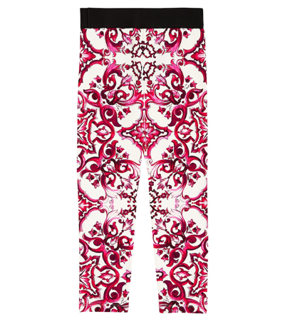 Shop Dolce & Gabbana Printed Cotton-blend Leggings In Multicoloured