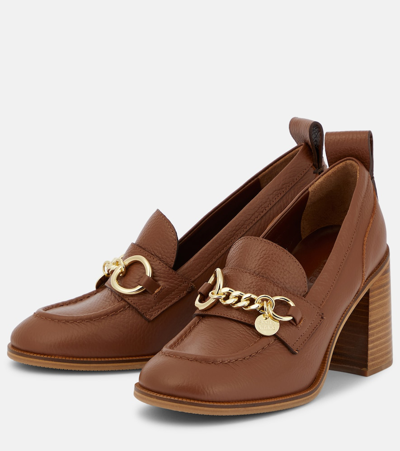 Shop See By Chloé Aryel Leather Loafer Pumps In Brown