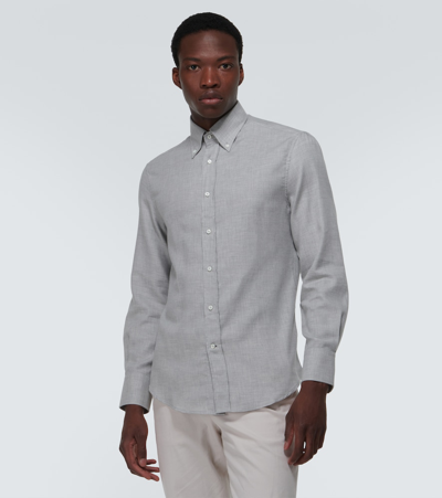 Shop Brunello Cucinelli Cotton And Cashmere Shirt In Grey