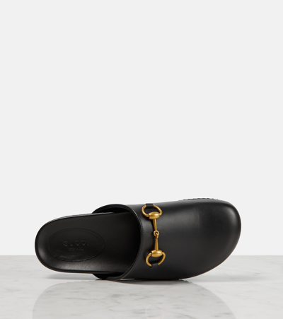 Shop Gucci Sol Leather Slides In Black