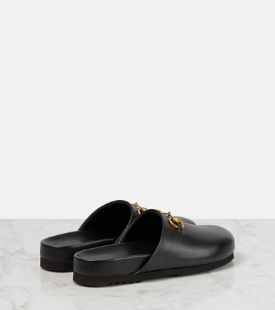 Shop Gucci Sol Leather Slides In Black