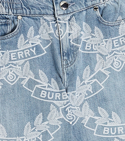 Shop Burberry Logo Print Jeans In Blue