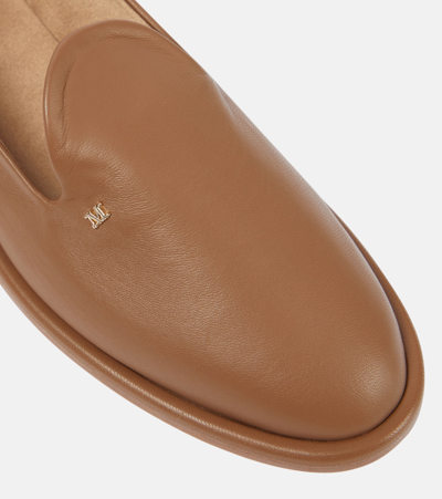 Shop Max Mara Leen Leather Ballet Flats In Brown