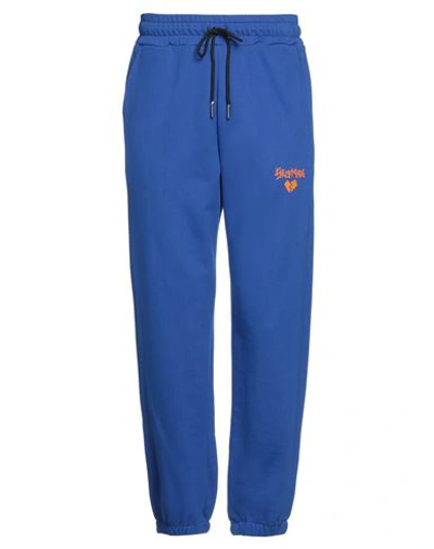 Self Made By Gianfranco Villegas Man Pants Bright Blue Size Xxl Cotton In Blue